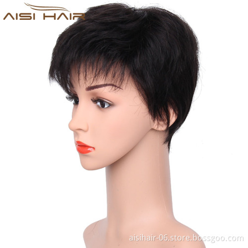 Aisi Hair Top Quality Short Straight Indian Human Hair Wigs Short Pixie Cut Human Hair Wigs For Women